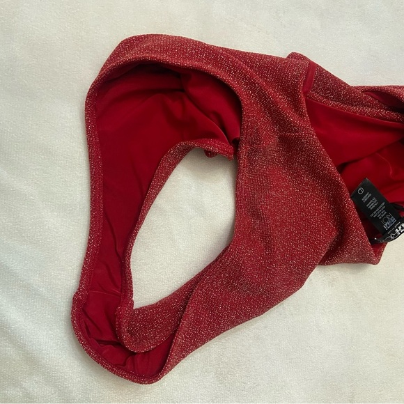 New! Beach Riot Red Metallic Celine One Shoulder One Piece Swimsuit 3623 - Picture 4 of 9